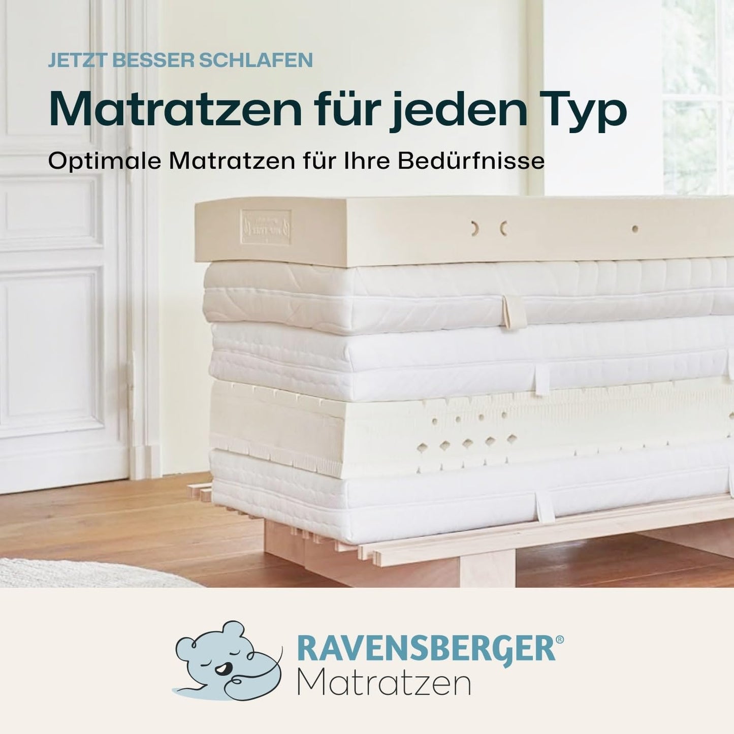 RAVENSBERGER Kinder- und Jugendmatratze Softwelle - Härtegrad H1/H2, weich - 90 x 200 cm, Höhe 16 cm - 7-Zonen Kaltschaummatratze mit RAVOTEX Funktionsbezug, allergikerfreundlich