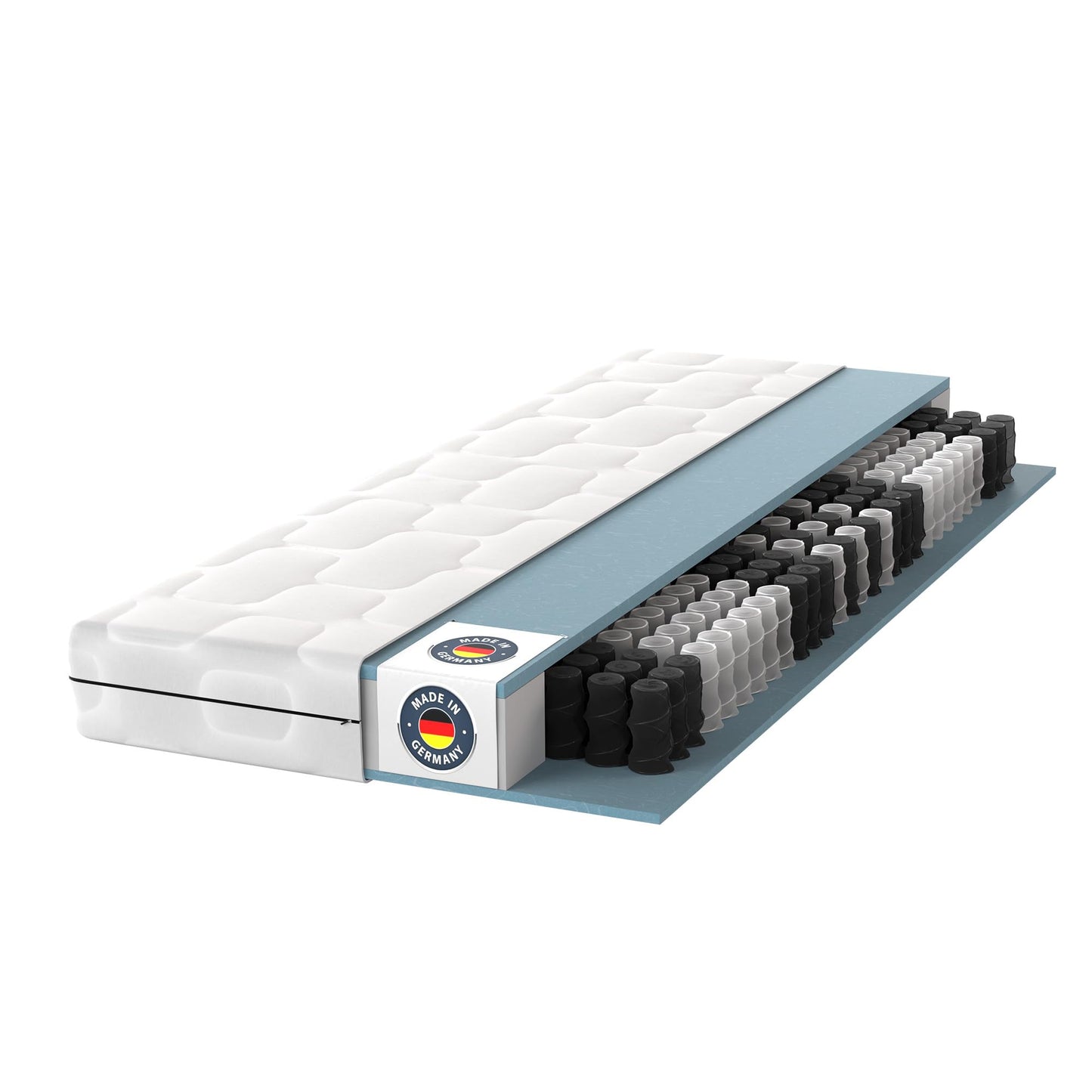 BMM Matratze 90x200 cm Ortho Medic Taschenfederkernmatratze Härtegrad H3/Öko-Tex Zertifiziert/ergonomische 7 Zonen Matratze Höhe 21 cm/Matratzen produziert in Deutschland