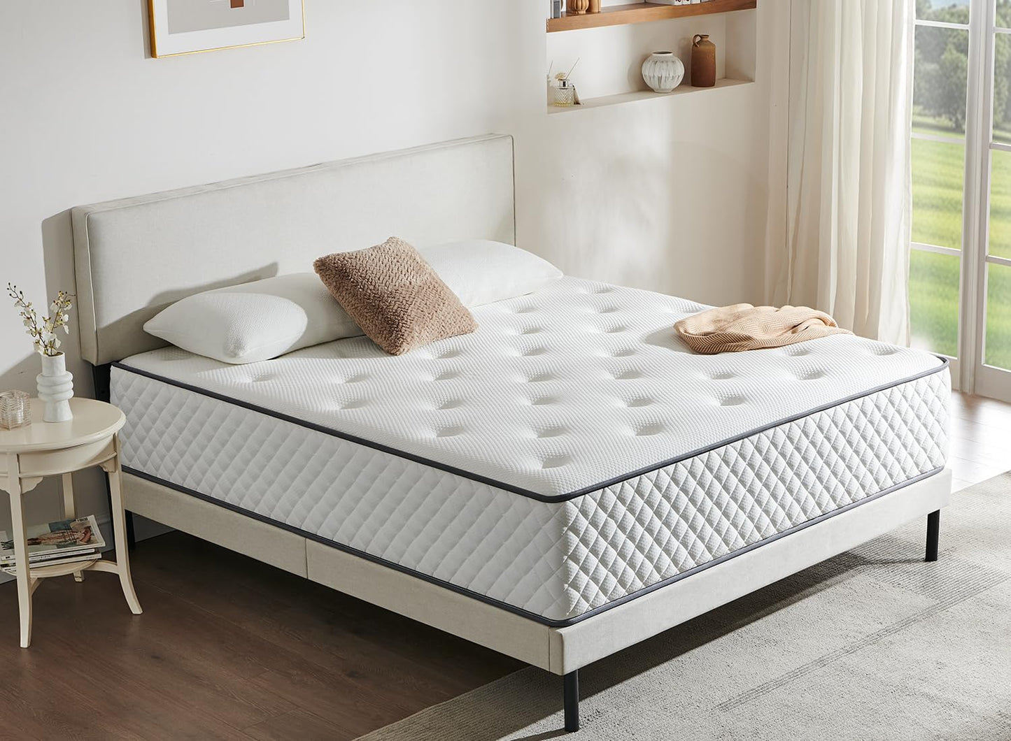 Sleremind Matratze 140x200 cm, Taschenfederkernmatratze Härtegrad H3 mittelfest, 7 Zonen Matratzen mit hochwertigem Komfortschaum, Rückenentlastende, Rollmatratze Höhe 22cm