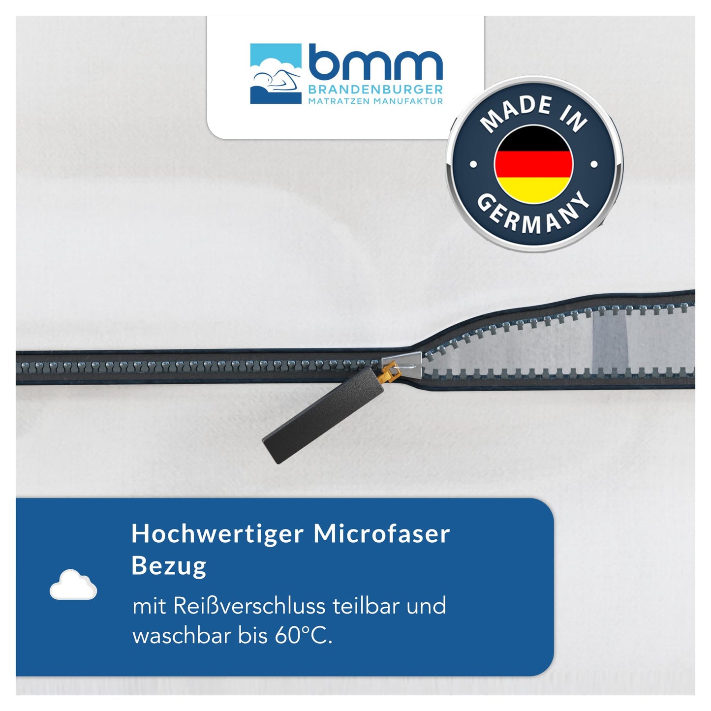 BMM Matratze 90x200 cm Ortho Medic Taschenfederkernmatratze Härtegrad H3/Öko-Tex Zertifiziert/ergonomische 7 Zonen Matratze Höhe 21 cm/Matratzen produziert in Deutschland