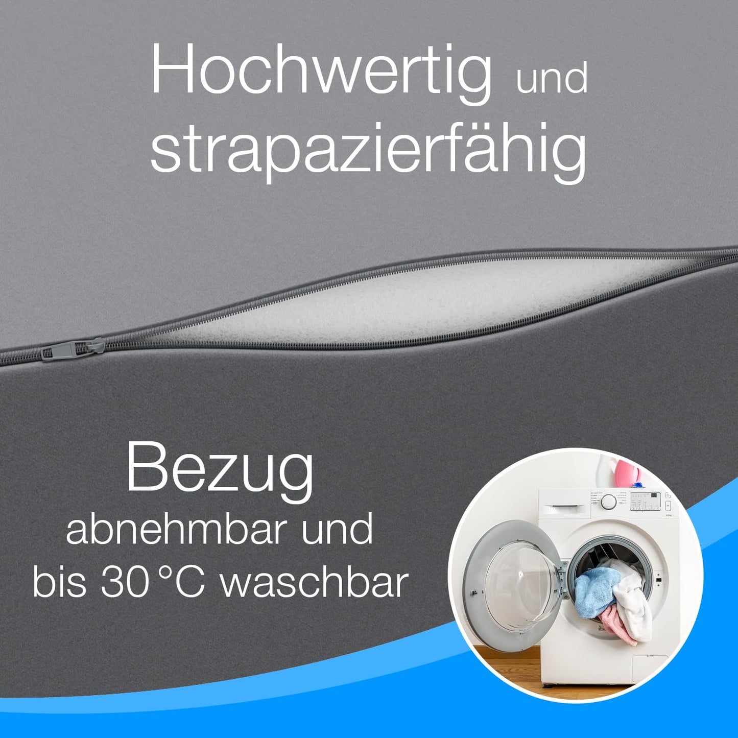 ELONEO Klappmatratze, Gästematratze, 3-teilige Faltmatratze, Schaumstoff extra dick (15cm), waschbar, Bandscheibenwürfel, klappbar, Faltbare Matratze, Erwachsene (Grau, 90 x 200 x 15 cm)