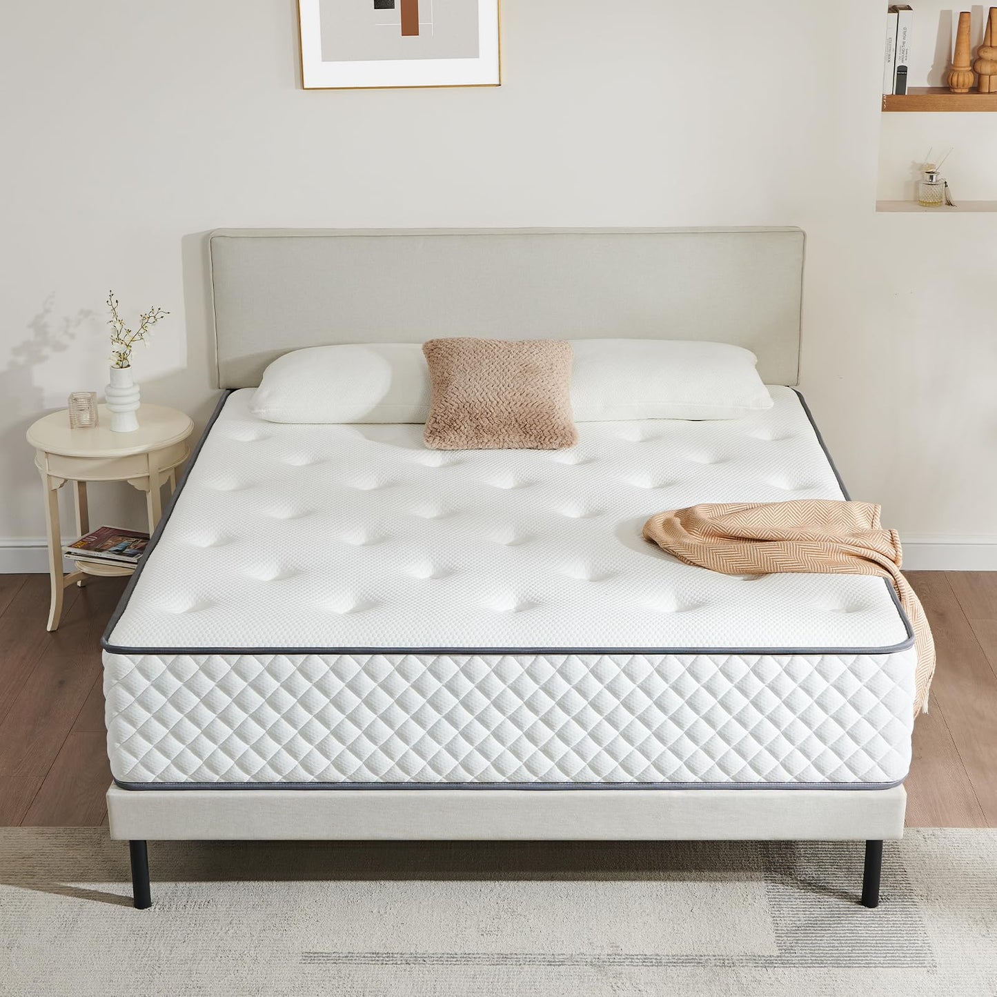 Sleremind Matratze 140x200 cm, Taschenfederkernmatratze Härtegrad H3 mittelfest, 7 Zonen Matratzen mit hochwertigem Komfortschaum, Rückenentlastende, Rollmatratze Höhe 22cm