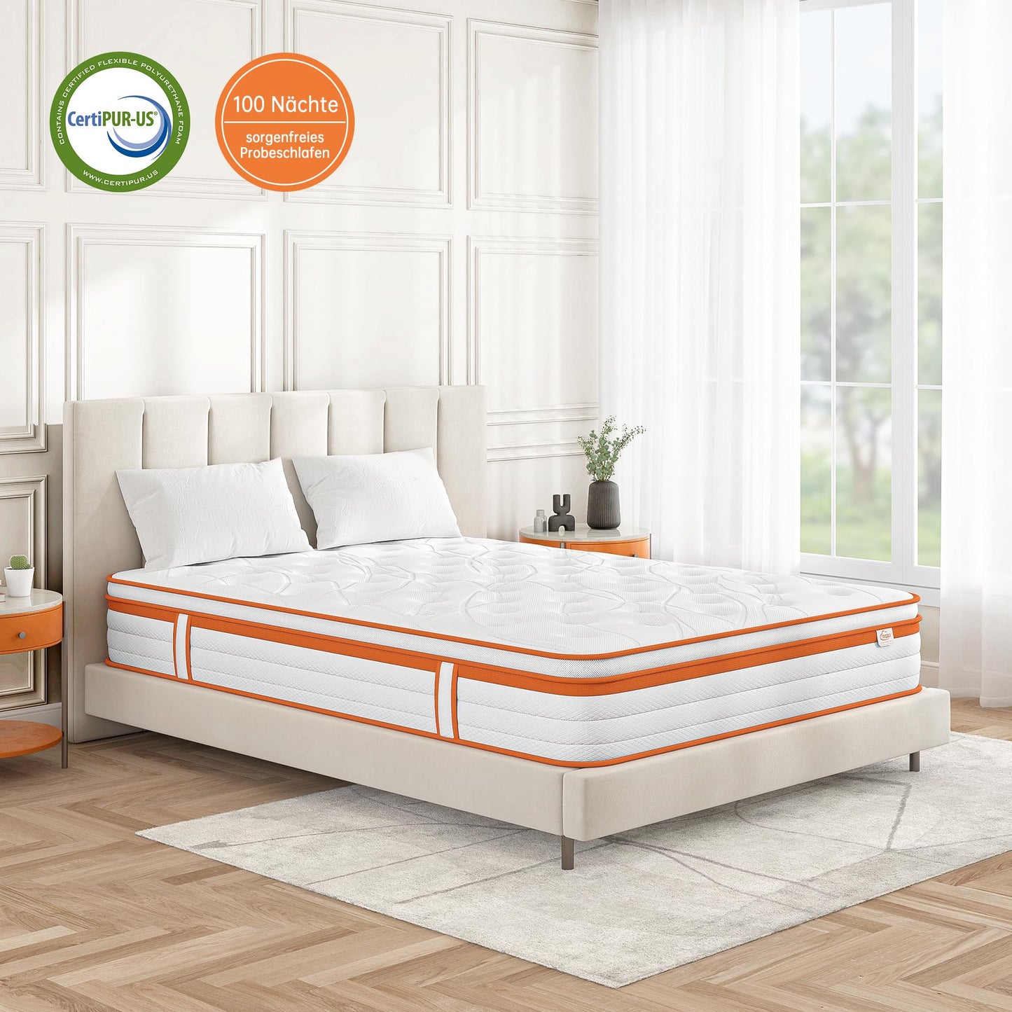 TeQsli Gel Federkernmatratze 140x200 cm 25cm Höhe, Gel Memory Schaum & Individuelle Taschenfedern, ergonomische 7-Zonen Matratze zur Linderung von Druck- & Rückenschmerzen, H3 H4, Öko-Tex & CertiPUR