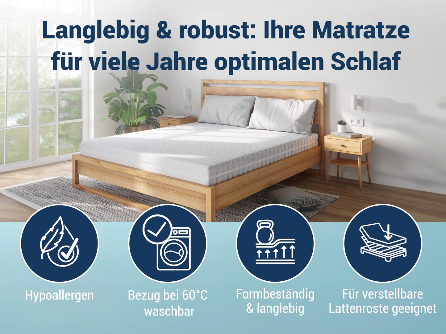 Betten-ABC - Matratze (KSP-500) - 140x200 cm (H3) - 7-Zonen Matratze aus Kaltschaum - Hypoallergen & Antibakteriell - Oeko-TEX® Zertifiziert - Bezug abnehmbar & waschbar - Lieferung per Paket
