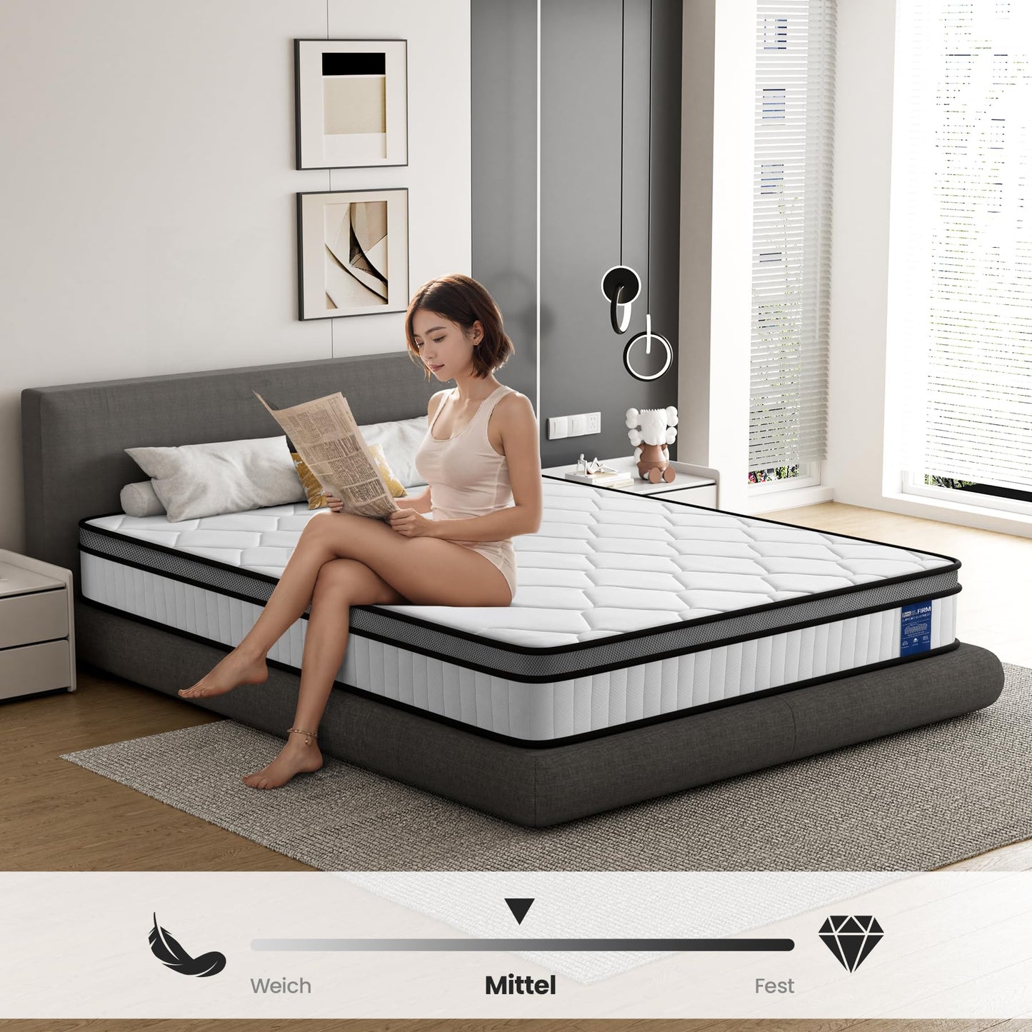 BedStory Matratze 160x200cm,Federkernmatratze H3 Höhe 20cm Taschenfederkernmatratze Mittelfeste Orthopädischem,Öko-Tex Zertifiziert, Matratze für Kinder und Erwachsene