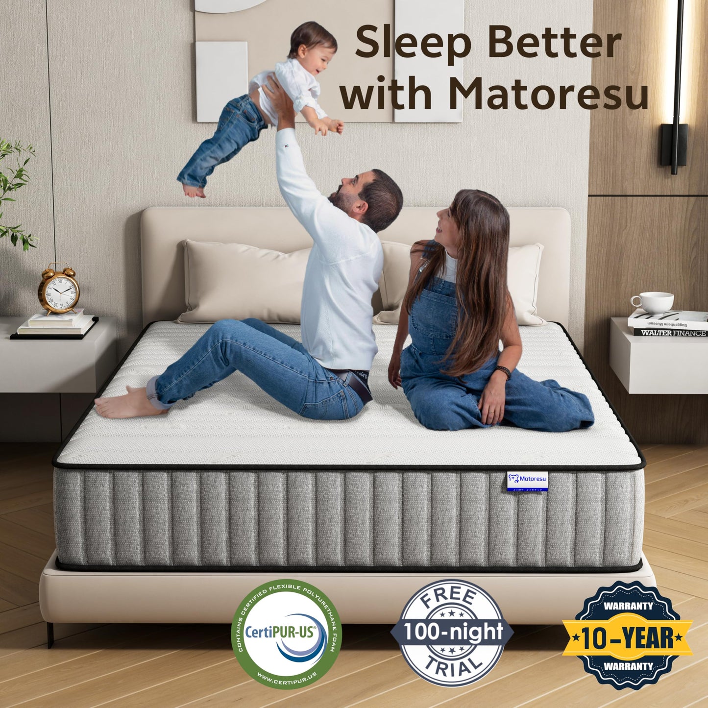 Matoresu Matratze 140x200 cm 7-Zone Härtegrad H3 Höhe/Öko-Tex Zertifiziert, 21 cm Taschenfederkernmatratze mit Memory Foam Bett Matratze 140x200x21cm
