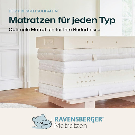 RAVENSBERGER Kinder- und Jugendmatratze Softwelle - Härtegrad H1/H2, weich - 90 x 200 cm, Höhe 16 cm - 7-Zonen Kaltschaummatratze mit RAVOTEX Funktionsbezug, allergikerfreundlich