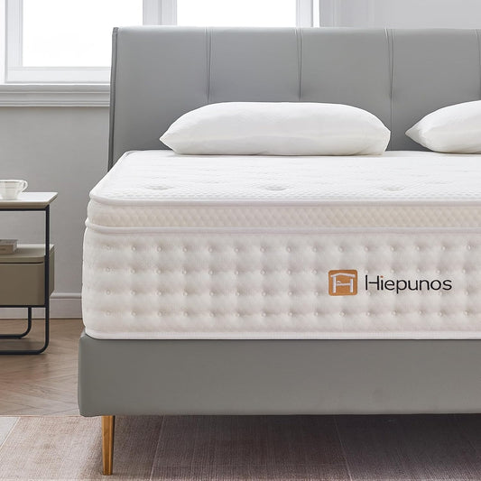Hiepunos Matratze 140x200 cm 26cm Höhe 7-Zonen Federkernmatratze Orthopädische Taschenfederkernmatratze mit Comfort Memory-Schaum Schicht, Härtegrad H3, Rückenentlastende, 100 Nächte Probeschlafen
