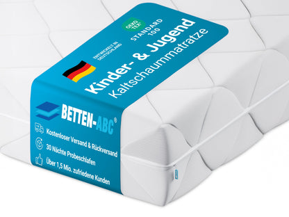 Betten-ABC - Matratze für Kinder & Jugendliche - 120x200 cm - Spezieller Härtegrad & Oeko-TEX-Zertifiziert - Optimale Hygiene Dank abnehmbarem & waschbarem Polyester-Bezug - Lieferung per Paket