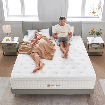 Hiepunos Matratze 140x200 cm 26cm Höhe 7-Zonen Federkernmatratze Orthopädische Taschenfederkernmatratze mit Comfort Memory-Schaum Schicht, Härtegrad H3, Rückenentlastende, 100 Nächte Probeschlafen