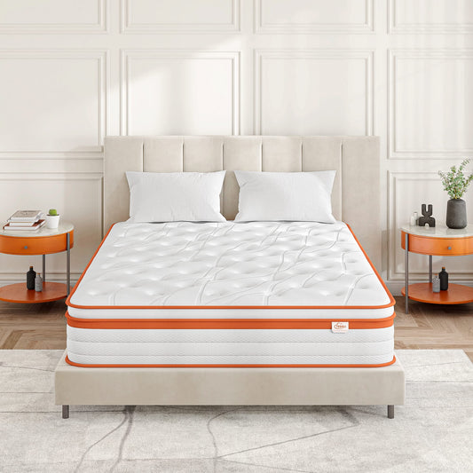 TeQsli Gel Federkernmatratze 140x200 cm 25cm Höhe, Gel Memory Schaum & Individuelle Taschenfedern, ergonomische 7-Zonen Matratze zur Linderung von Druck- & Rückenschmerzen, H3 H4, Öko-Tex & CertiPUR