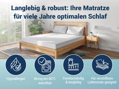 Betten-ABC - Matratze (KSP-500) - 140x200 cm (H3) - 7-Zonen Matratze aus Kaltschaum - Hypoallergen & Antibakteriell - Oeko-TEX® Zertifiziert - Bezug abnehmbar & waschbar - Lieferung per Paket