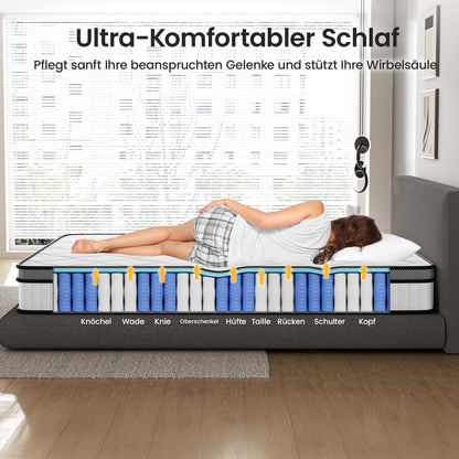 BedStory Matratze 160x200cm,Federkernmatratze H3 Höhe 20cm Taschenfederkernmatratze Mittelfeste Orthopädischem,Öko-Tex Zertifiziert, Matratze für Kinder und Erwachsene