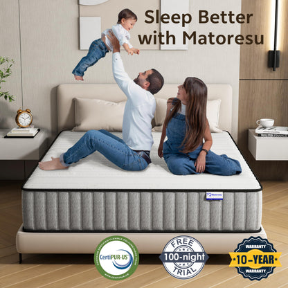 Matoresu Matratze 140x200 cm 7-Zone Härtegrad H3 Höhe/Öko-Tex Zertifiziert, 21 cm Taschenfederkernmatratze mit Memory Foam Bett Matratze 140x200x21cm