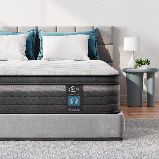 TeQsli Gel Taschenfederkernmatratze 140x200 cm 25 cm Höhe 9-Zonen Matratze H3 H4 Härtegrad, Orthopädische & Ergonomische Federkernmatratze mit Gel-Memory-Schaum, Öko-Tex & CertiPUR Zertifiziert